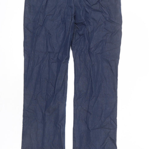 Warehouse Womens Blue Cotton Trousers Size 12 L28 in Regular Zip