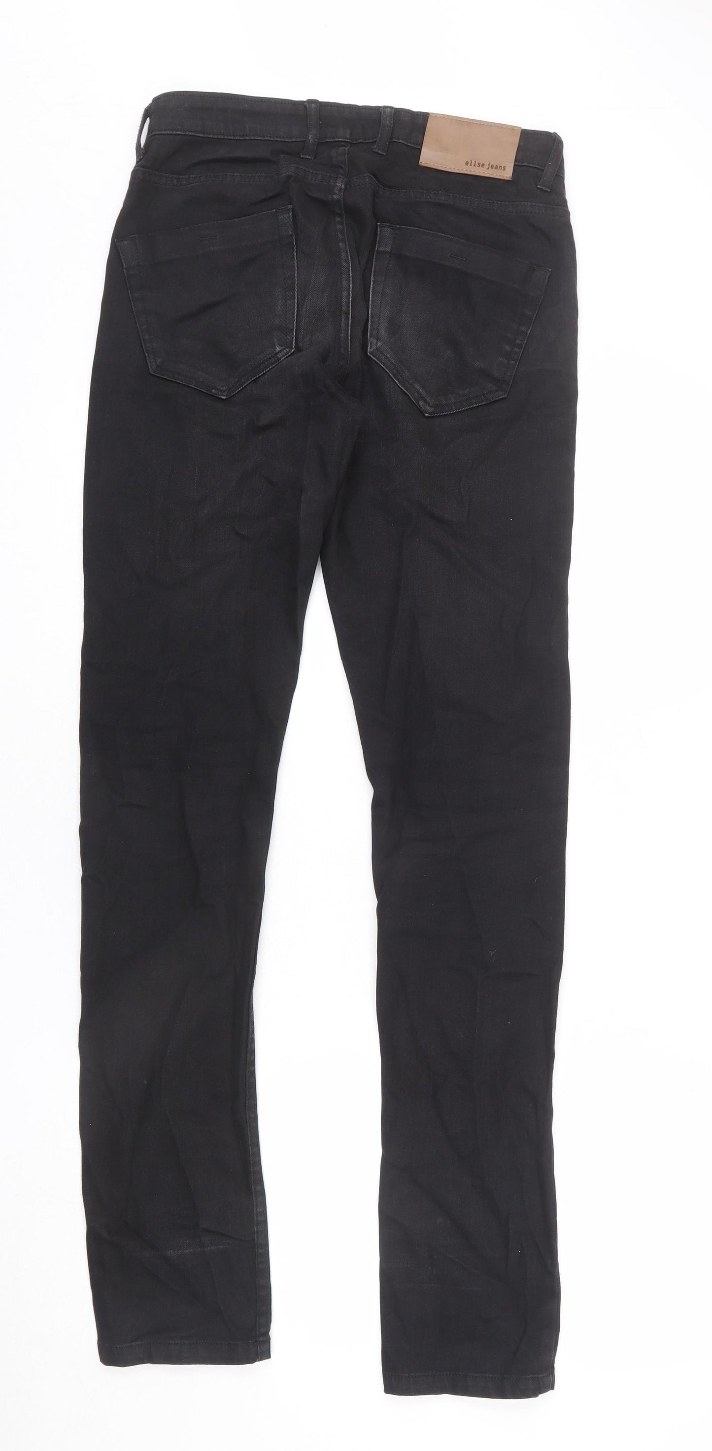 Ellse Mens Black Cotton Straight Jeans Size 28 in L32 in Regular Zip