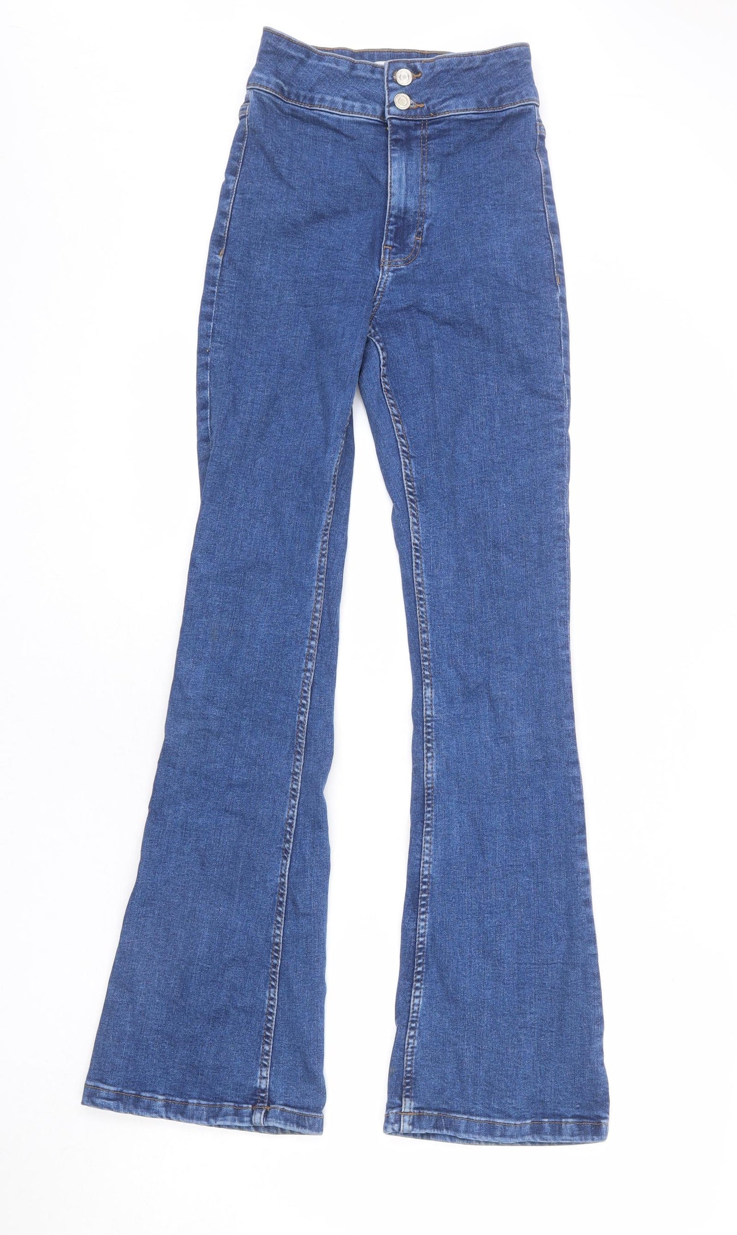 Denim & Co. Womens Blue Cotton Flared Jeans Size 4 L30 in Regular Zip