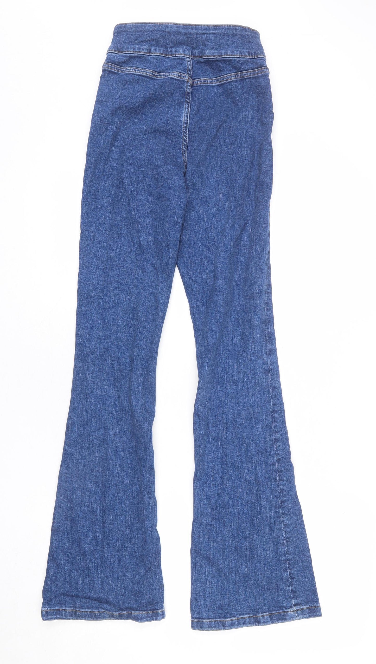 Denim & Co. Womens Blue Cotton Flared Jeans Size 4 L30 in Regular Zip
