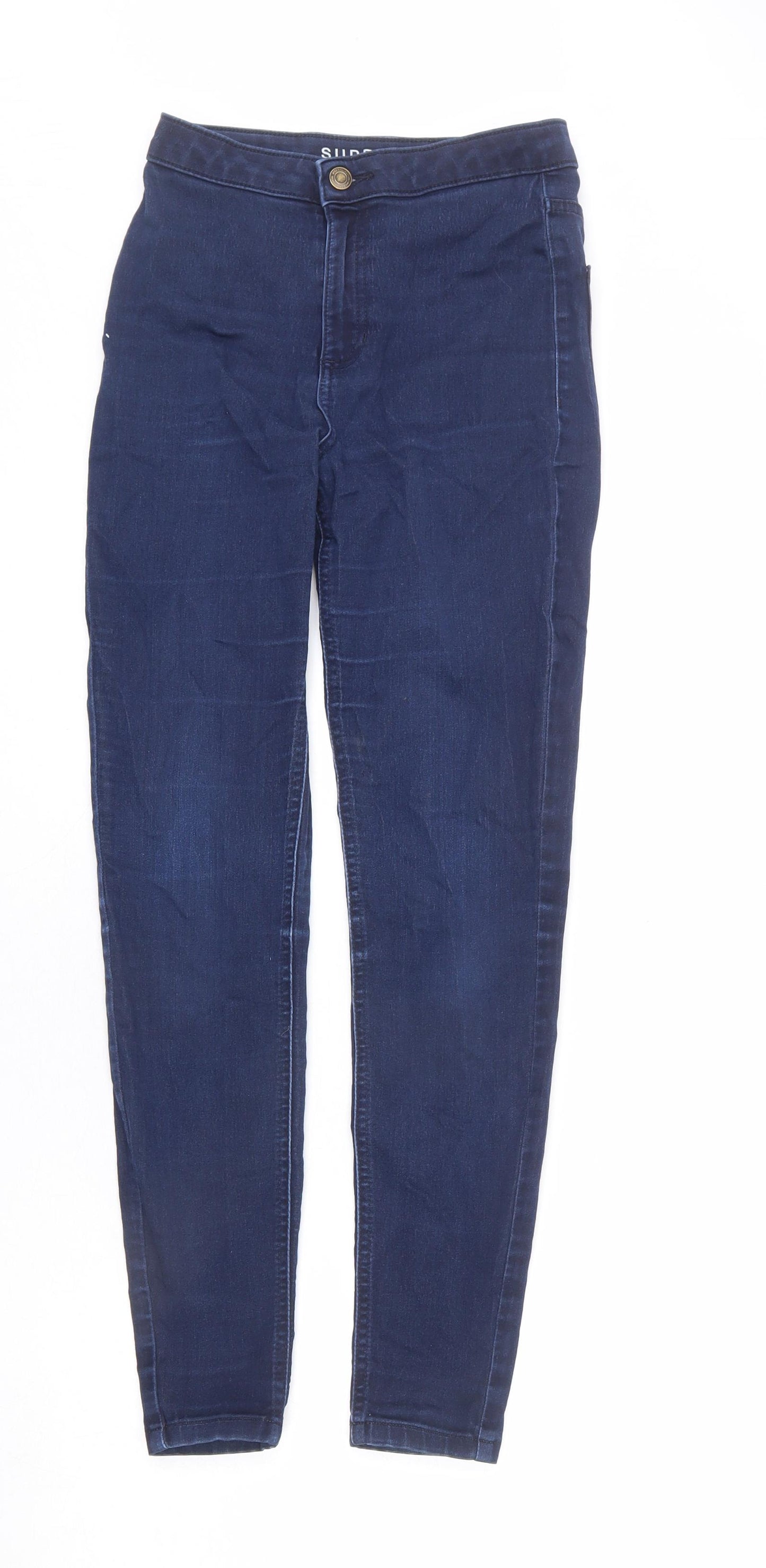 Marks and Spencer Womens Blue Cotton Skinny Jeans Size 8 L26 in Regular Zip