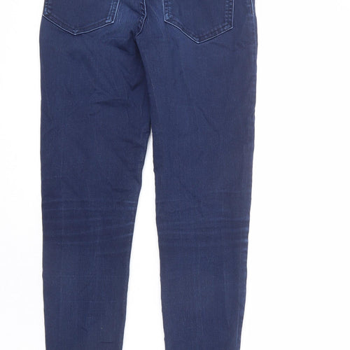 Marks and Spencer Womens Blue Cotton Skinny Jeans Size 8 L26 in Regular Zip