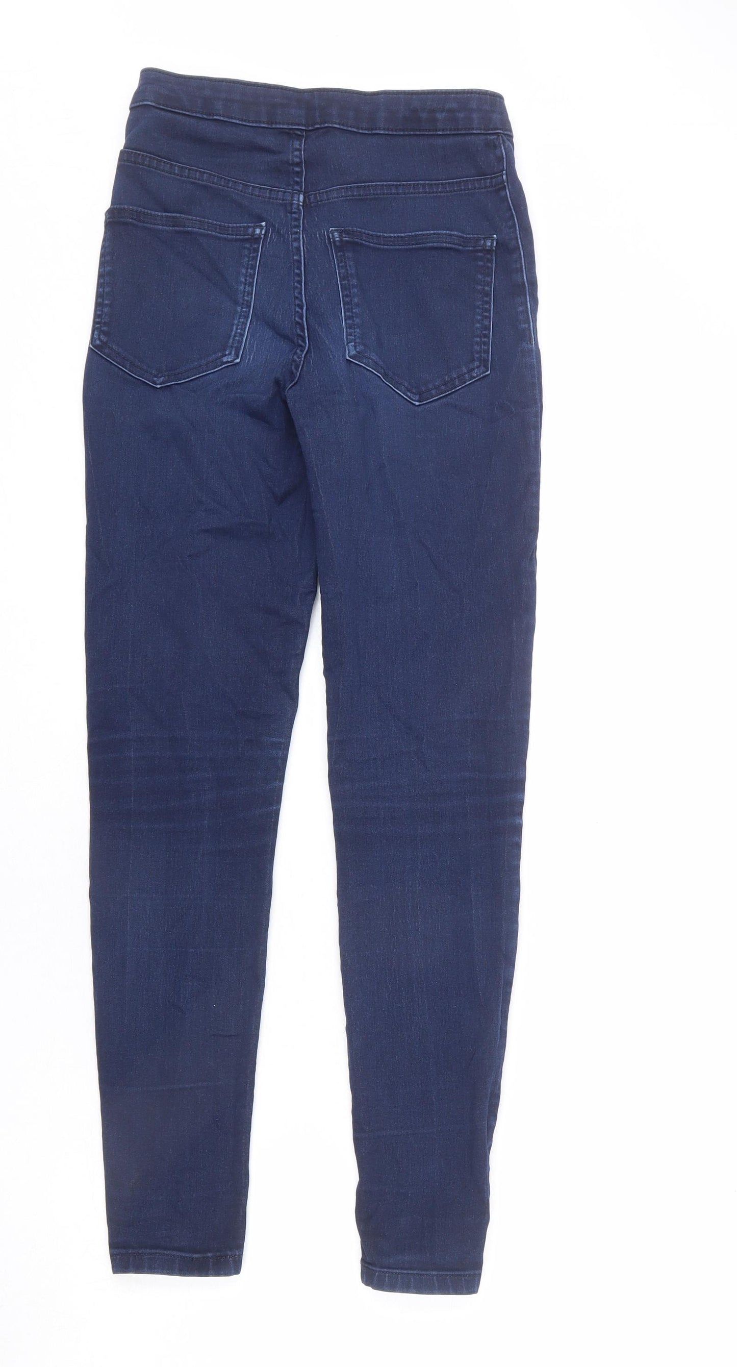 Marks and Spencer Womens Blue Cotton Skinny Jeans Size 8 L26 in Regular Zip