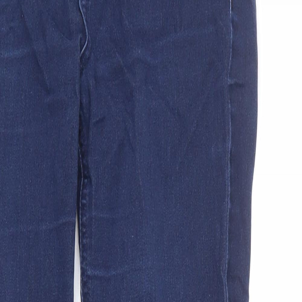 Marks and Spencer Womens Blue Cotton Skinny Jeans Size 8 L26 in Regular Zip