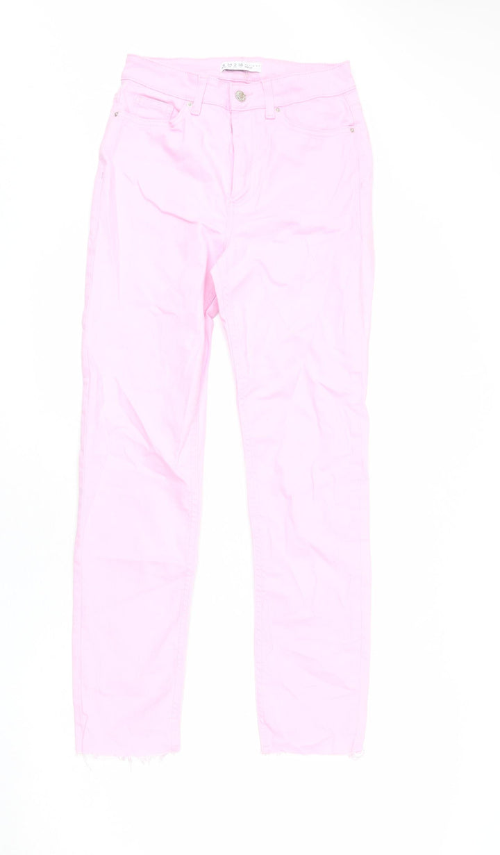 Denim & Co. Womens Pink Cotton Straight Jeans Size 6 L27 in Regular Zip
