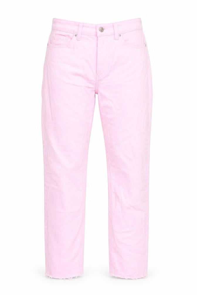 Denim & Co. Womens Pink Cotton Straight Jeans Size 6 L27 in Regular Zip
