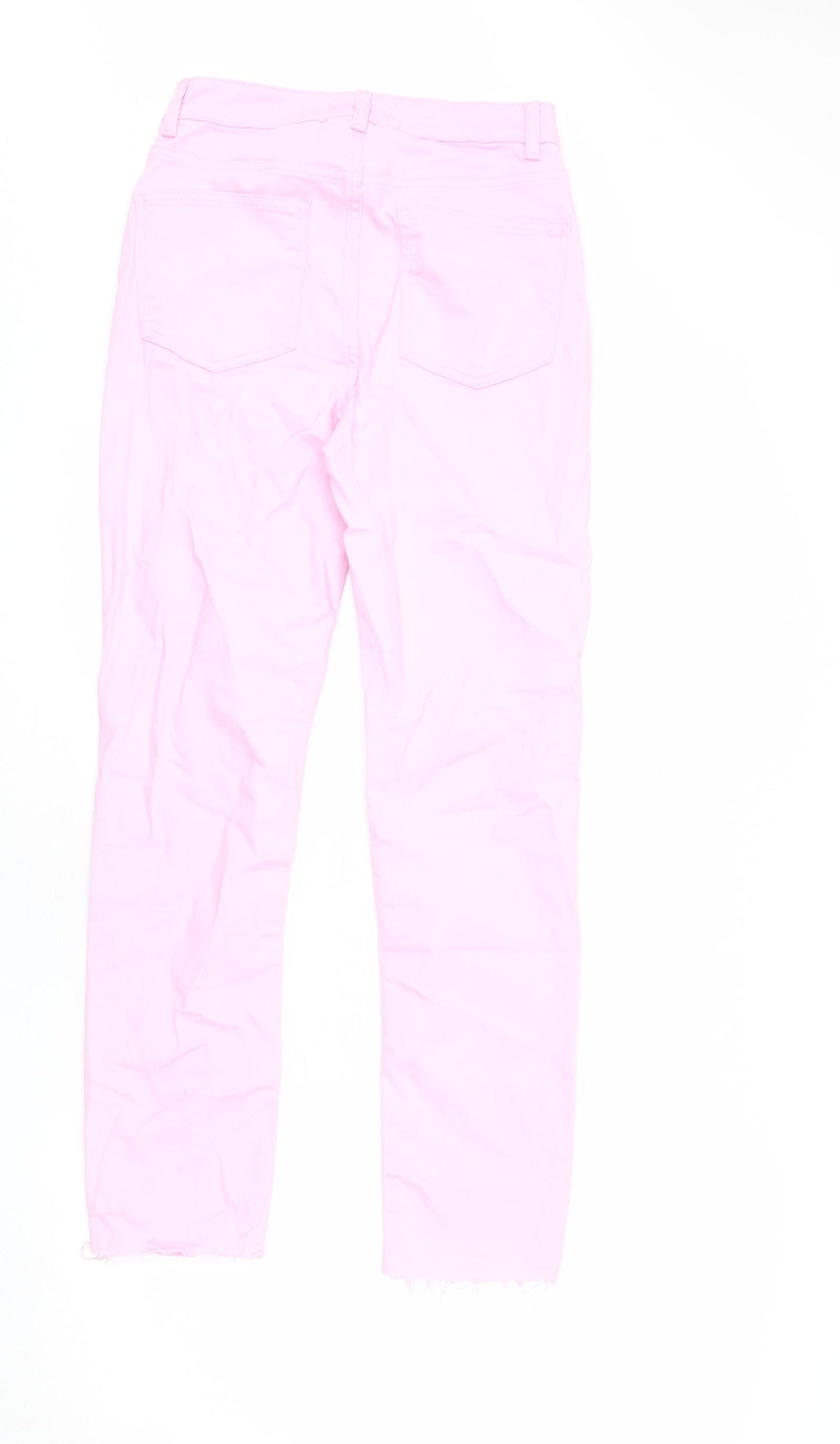 Denim & Co. Womens Pink Cotton Straight Jeans Size 6 L27 in Regular Zip
