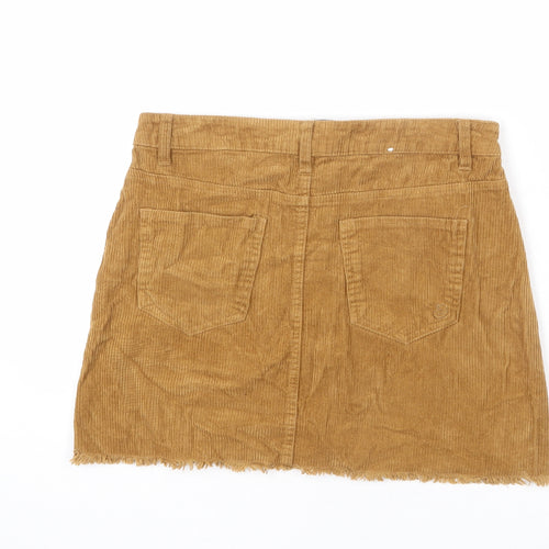 Indigo Rein Womens Brown Cotton A-Line Skirt Size 27 in Button - Frayed Hems