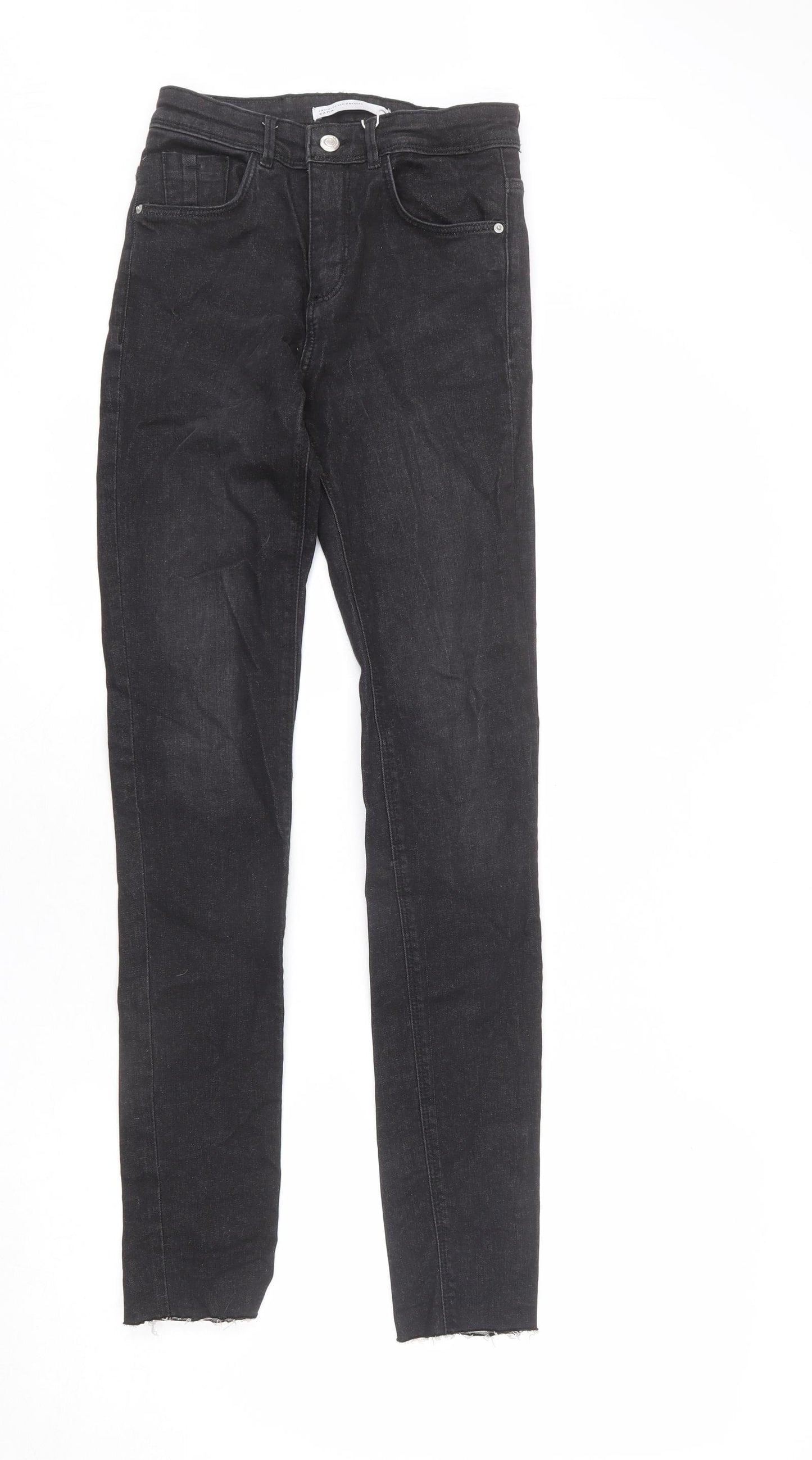 Zara Womens Black Cotton Straight Jeans Size 6 L30 in Regular Zip
