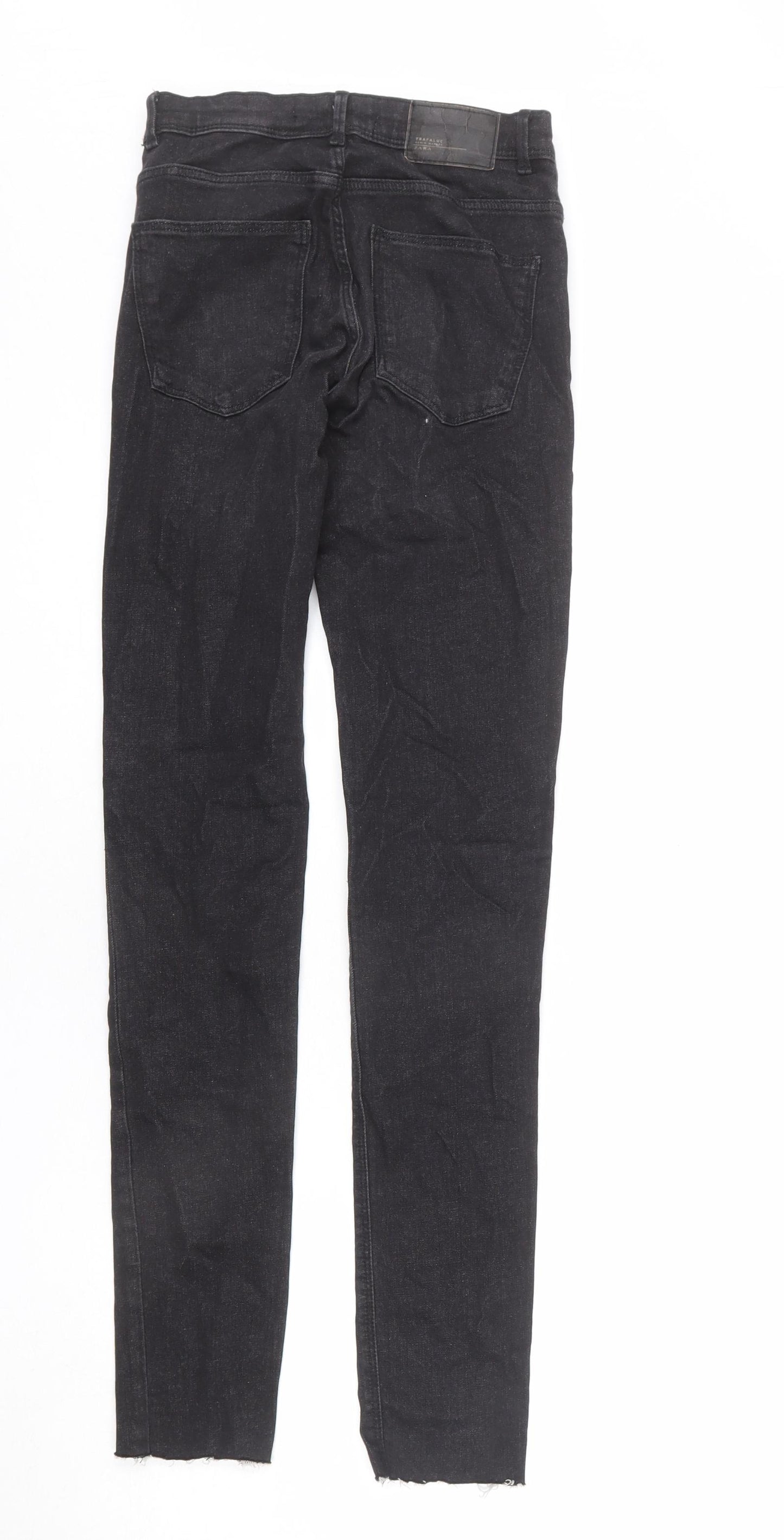Zara Womens Black Cotton Straight Jeans Size 6 L30 in Regular Zip