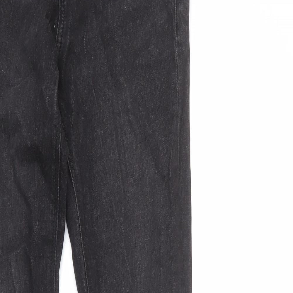 Zara Womens Black Cotton Straight Jeans Size 6 L30 in Regular Zip