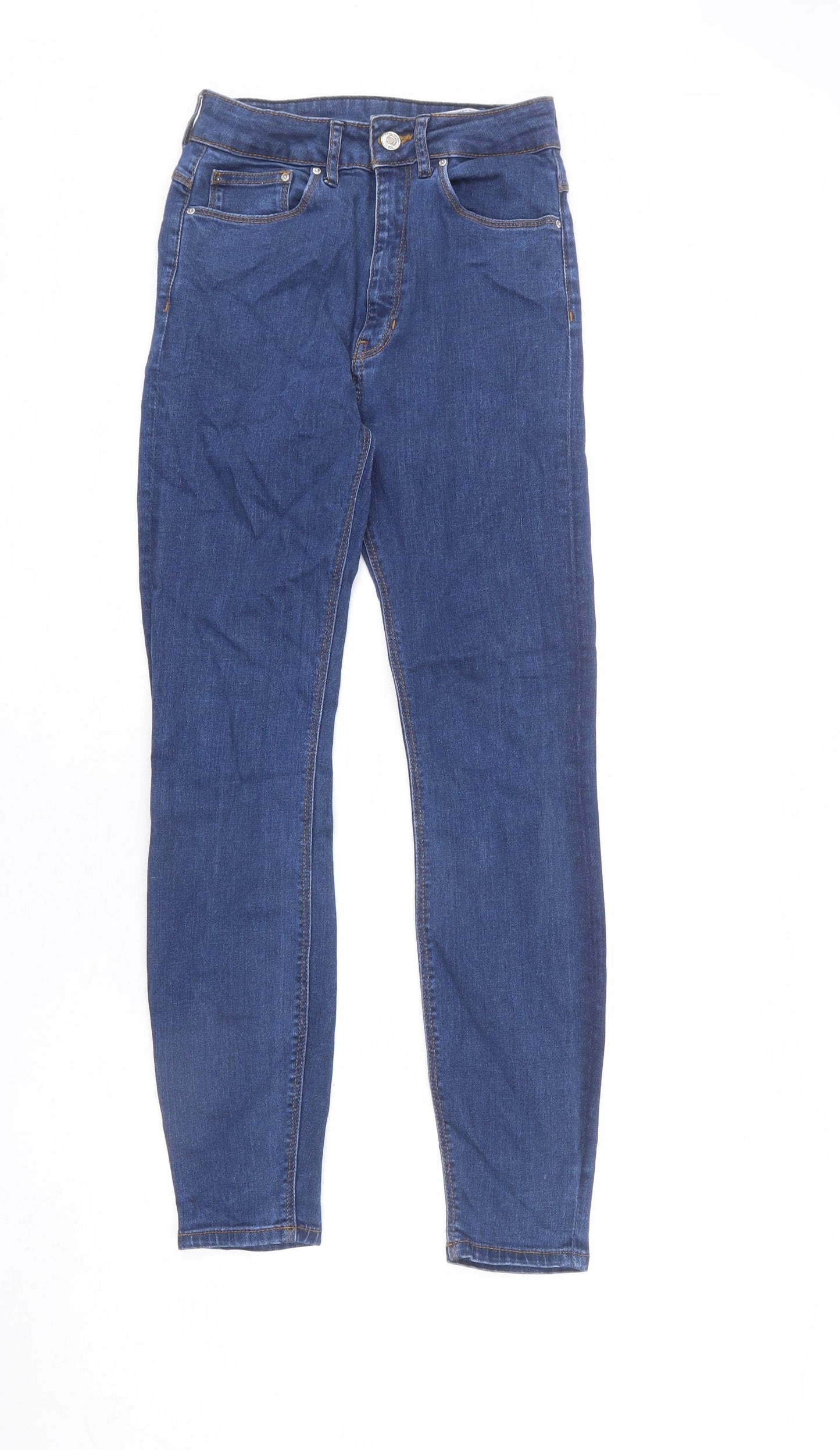 Zara Womens Blue Cotton Skinny Jeans Size 6 L26 in Slim Zip