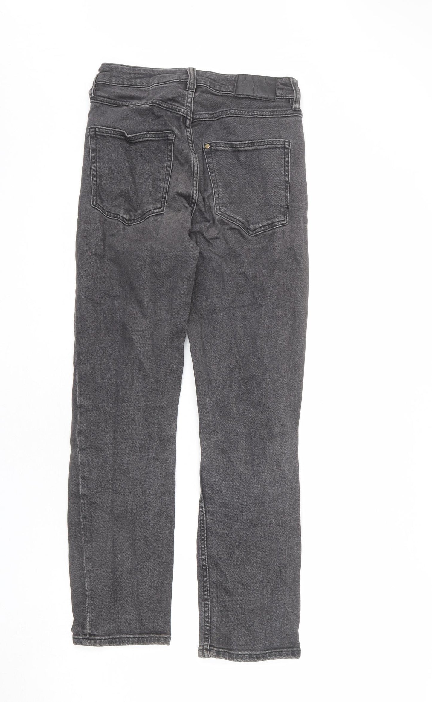 H&M Womens Grey Cotton Straight Jeans Size 8 L26 in Regular Zip
