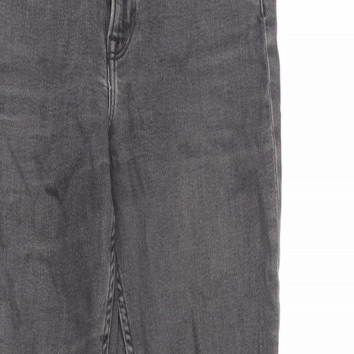 H&M Womens Grey Cotton Straight Jeans Size 8 L26 in Regular Zip