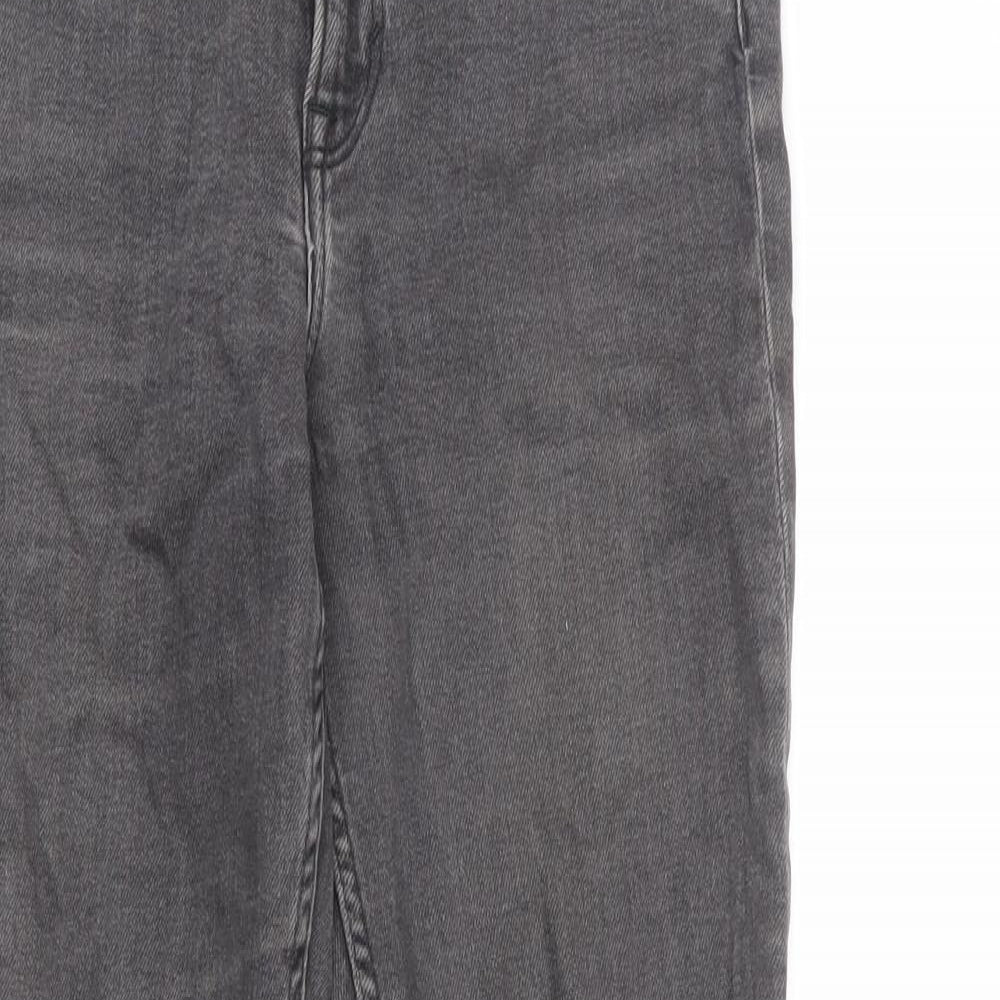 H&M Womens Grey Cotton Straight Jeans Size 8 L26 in Regular Zip