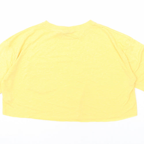 ASOS Womens Yellow Polyester Cropped T-Shirt Size 6 Round Neck