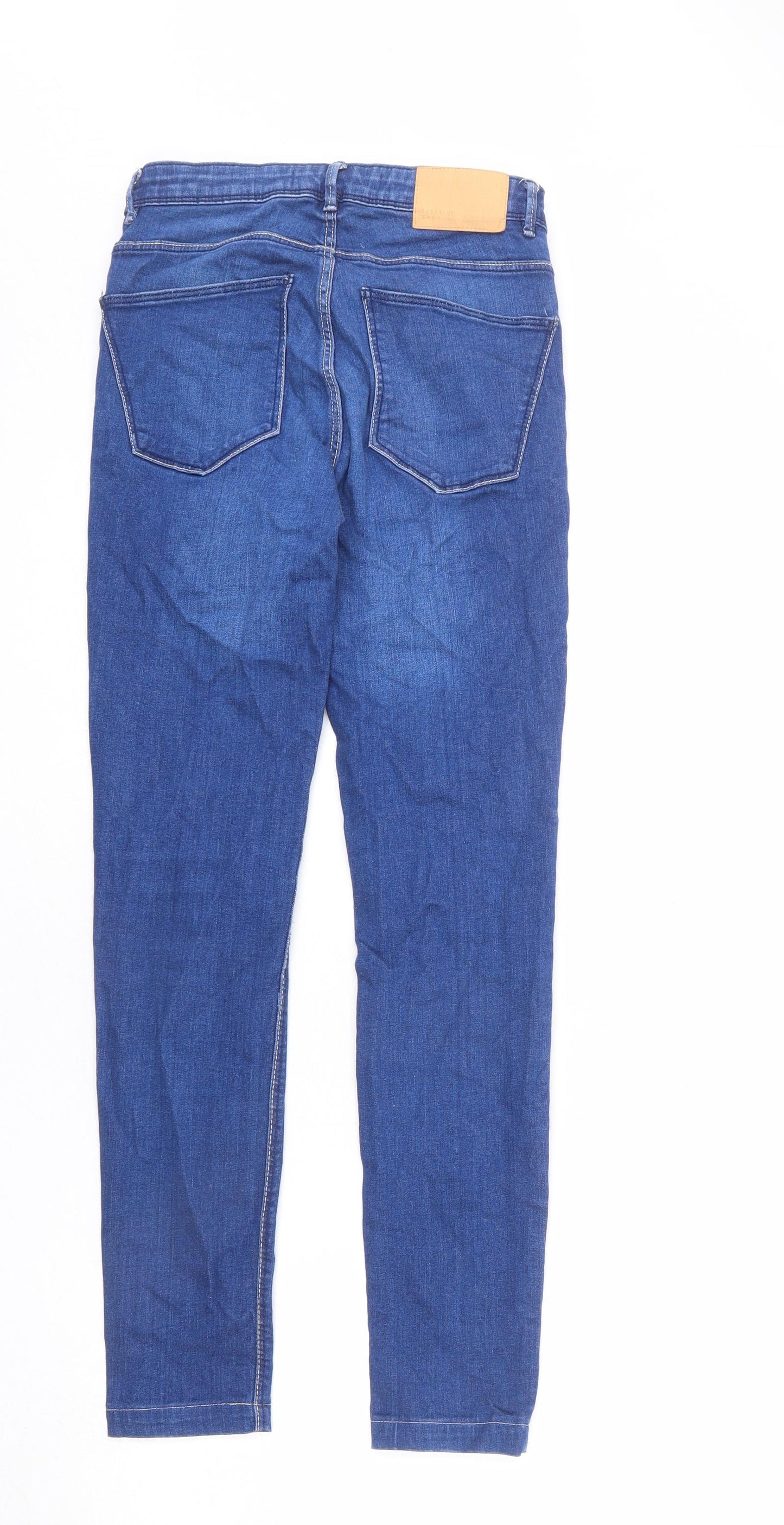 Zara Womens Blue Cotton Straight Jeans Size 6 L26 in Regular Zip