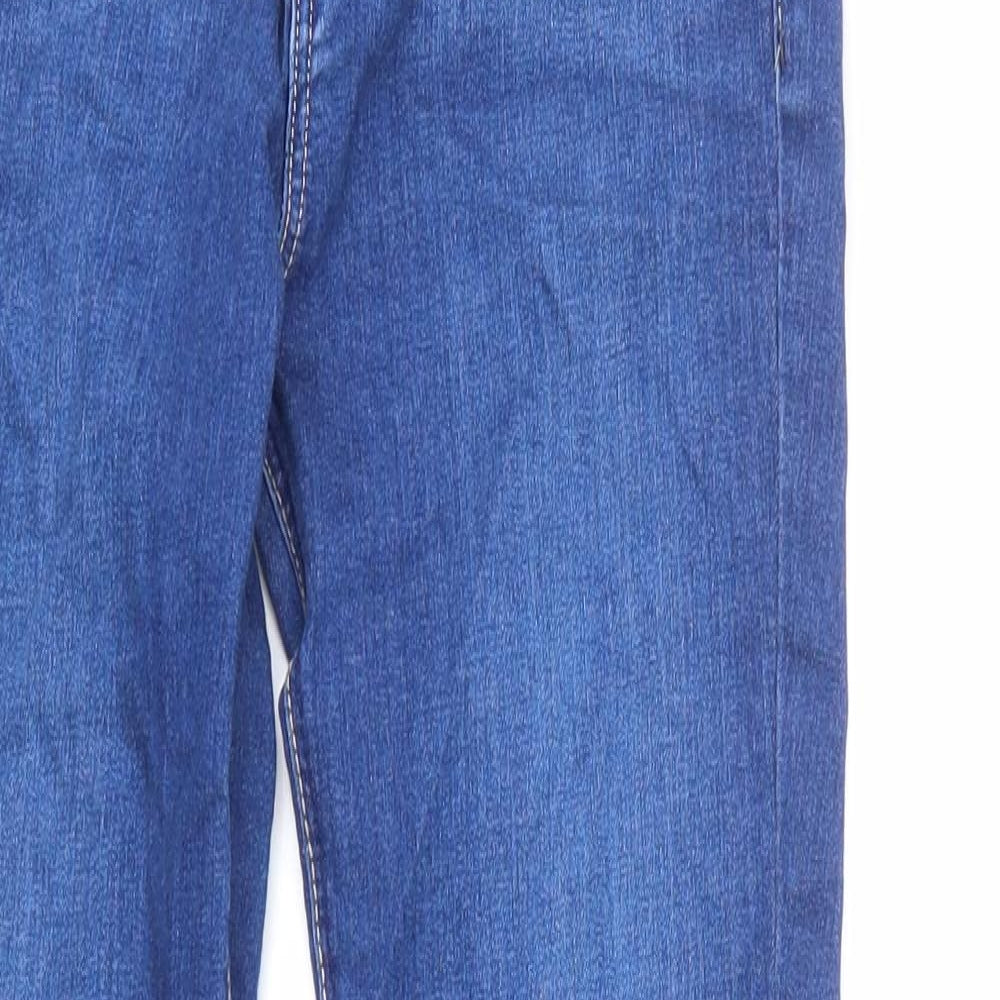 Zara Womens Blue Cotton Straight Jeans Size 6 L26 in Regular Zip