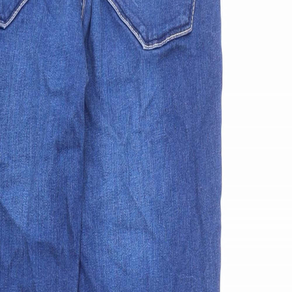 Zara Womens Blue Cotton Straight Jeans Size 6 L26 in Regular Zip