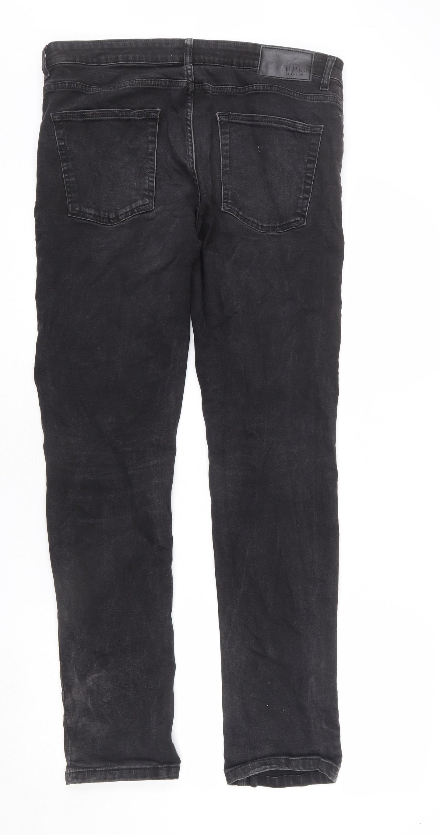 Nines Mens Grey Cotton Straight Jeans Size 34 in L32 in Regular Zip