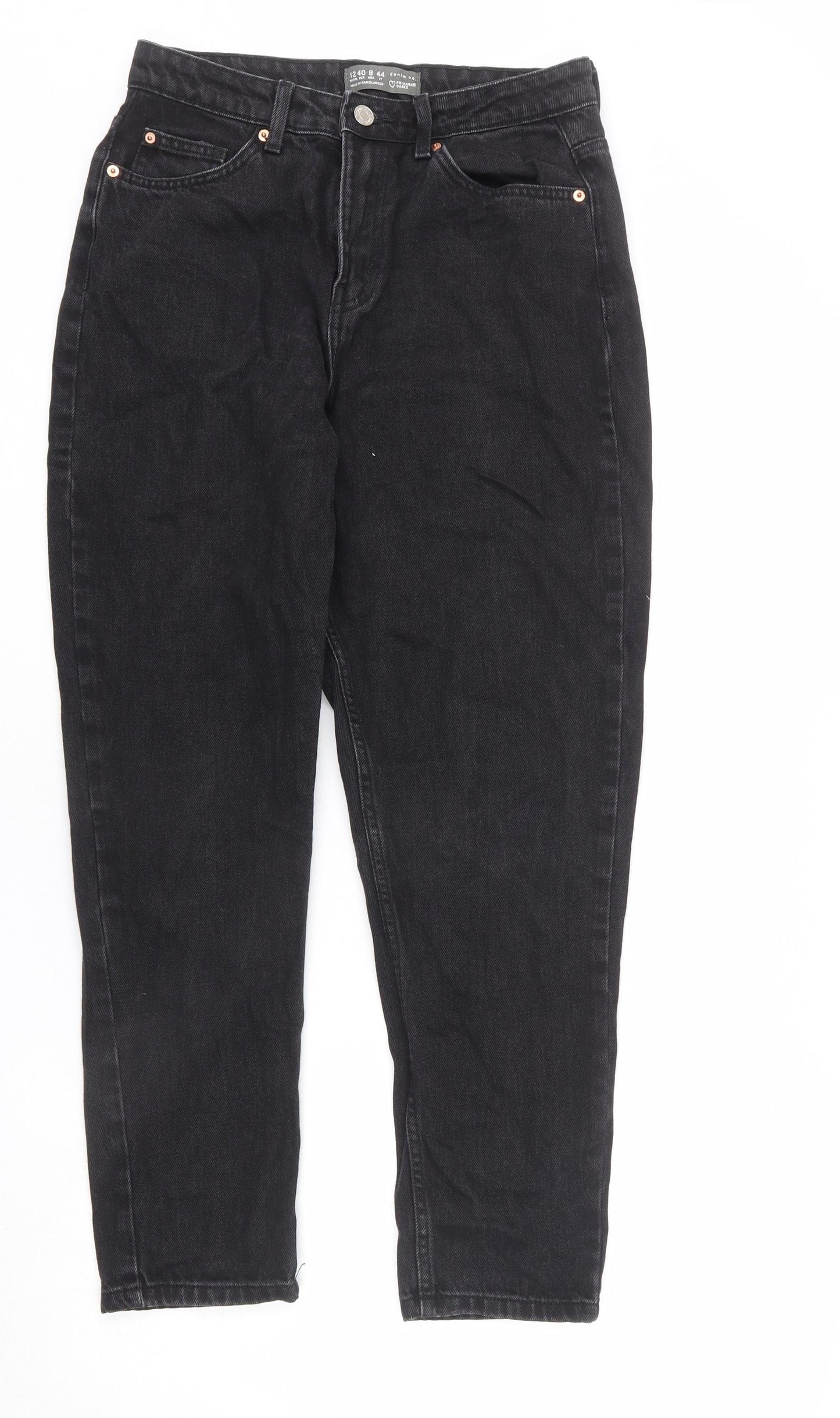 Denim & Co. Womens Black Cotton Mom Jeans Size 12 L26 in Regular Zip