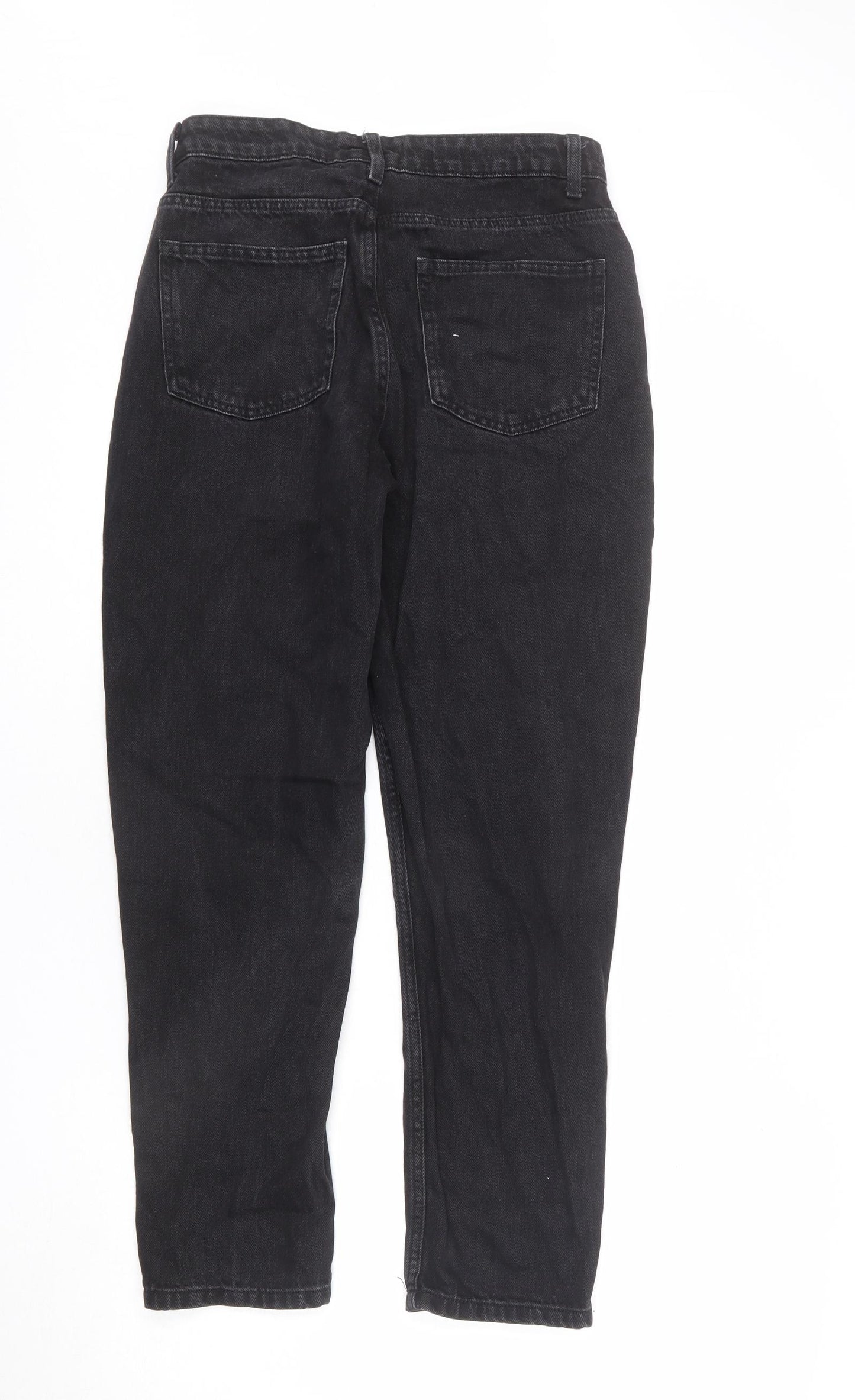 Denim & Co. Womens Black Cotton Mom Jeans Size 12 L26 in Regular Zip