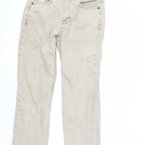 Topshop Womens Beige Cotton Straight Jeans Size 28 in L28 in Regular Zip - Distressed Hems