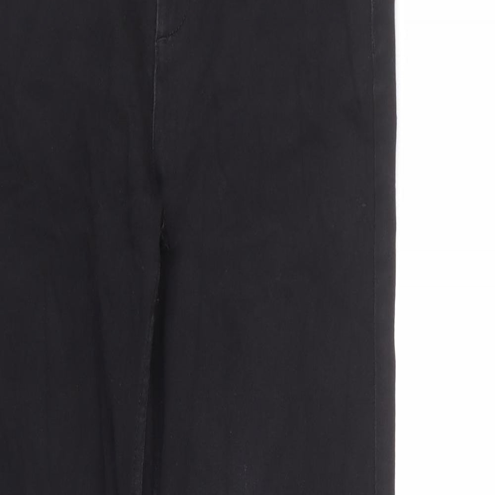 Marks and Spencer Womens Black Cotton Straight Jeans Size 8 L28 in Regular Zip - Sequins