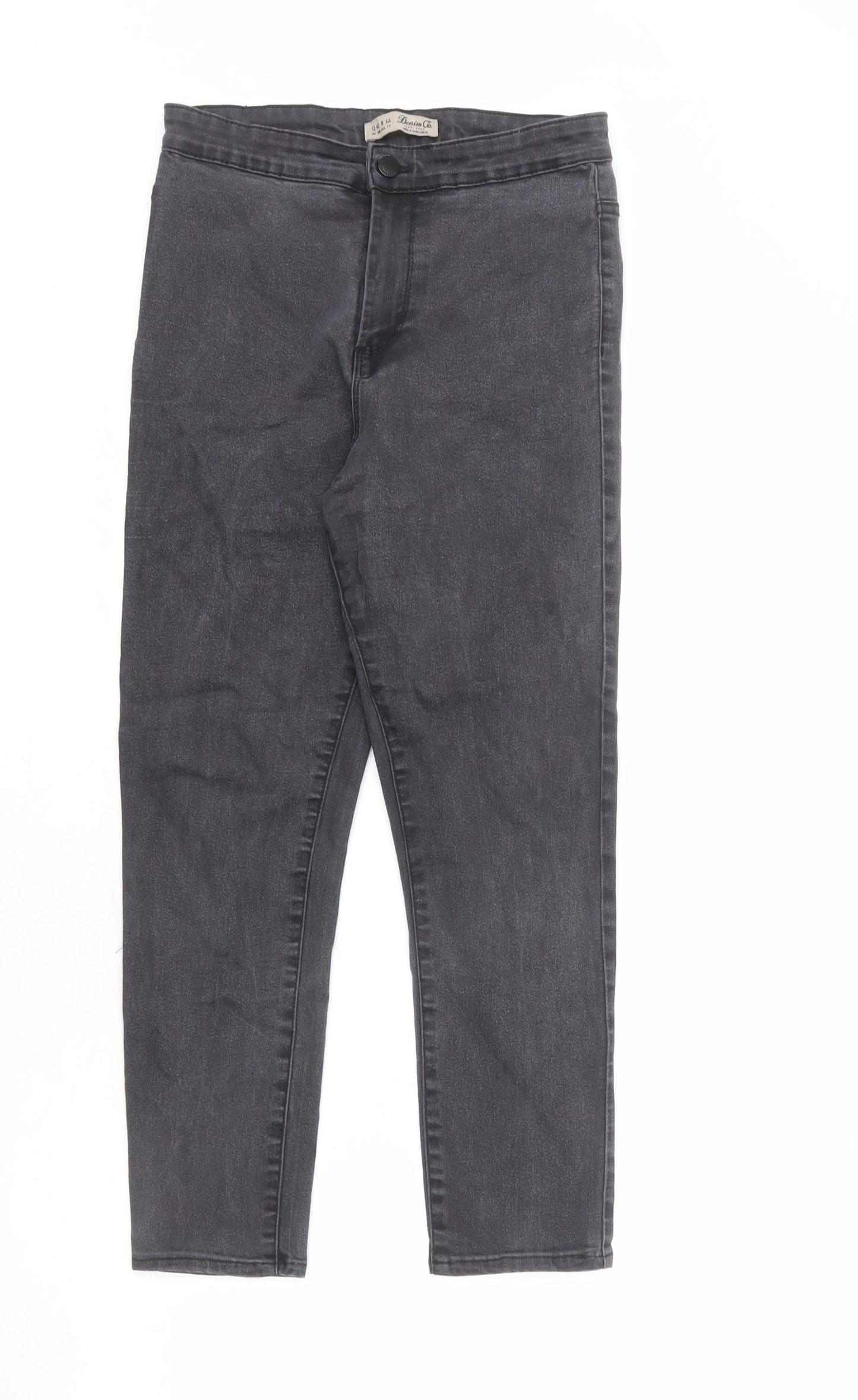 Denim & Co. Womens Grey Cotton Skinny Jeans Size 12 L23 in Regular Zip