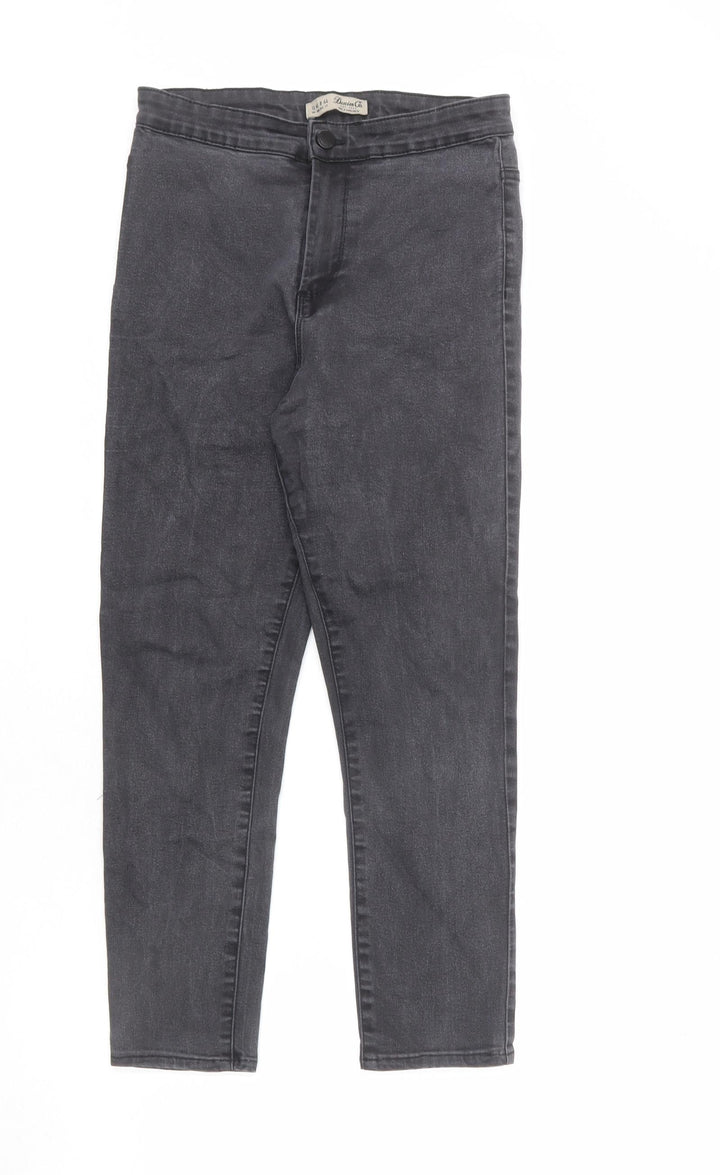 Denim & Co. Womens Grey Cotton Skinny Jeans Size 12 L23 in Regular Zip