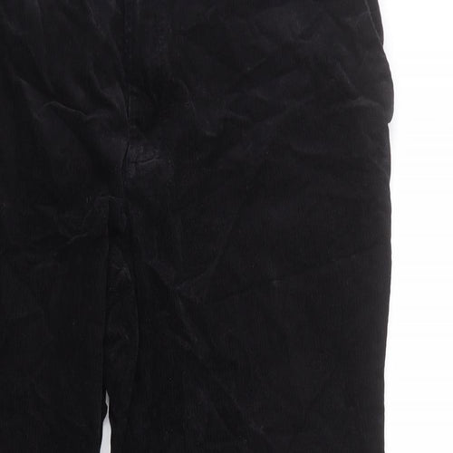 Marks and Spencer Mens Black Cotton Trousers Size 42 in L33 in Regular Zip
