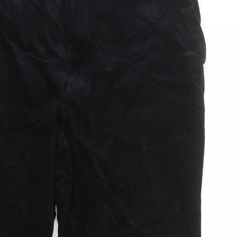Marks and Spencer Mens Black Cotton Trousers Size 42 in L33 in Regular Zip