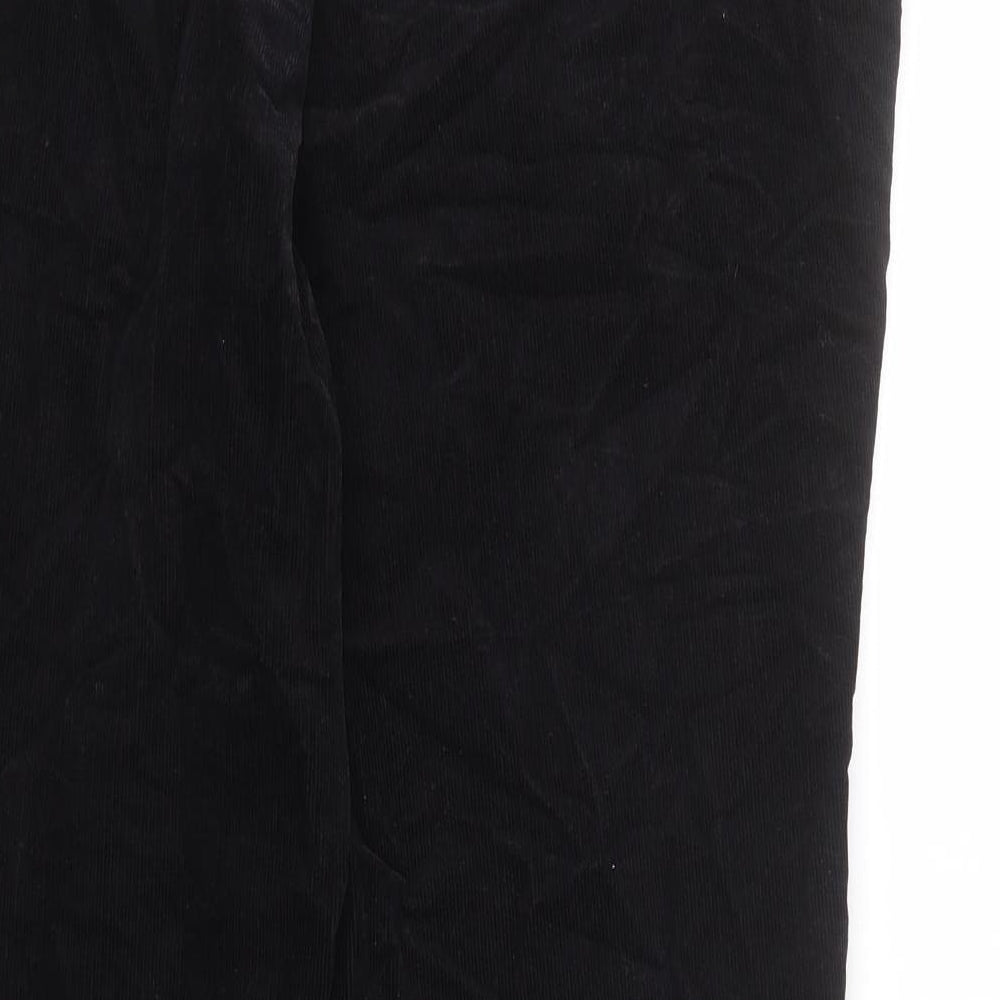 Marks and Spencer Mens Black Cotton Trousers Size 42 in L33 in Regular Zip