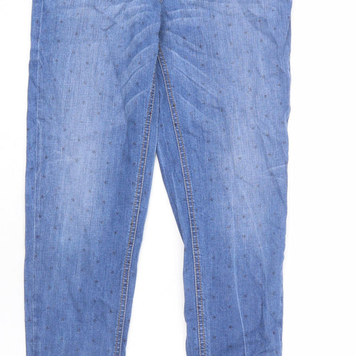 Johnnie B Womens Blue Geometric Cotton Straight Jeans Size 28 in L28 in Regular Zip - Star Print