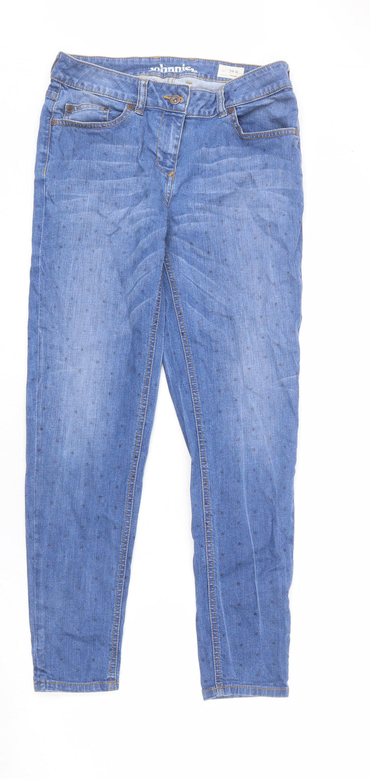 Johnnie B Womens Blue Geometric Cotton Straight Jeans Size 28 in L28 in Regular Zip - Star Print