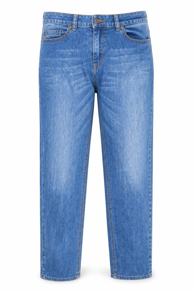 Johnnie B Womens Blue Geometric Cotton Straight Jeans Size 28 in L28 in Regular Zip - Star Print