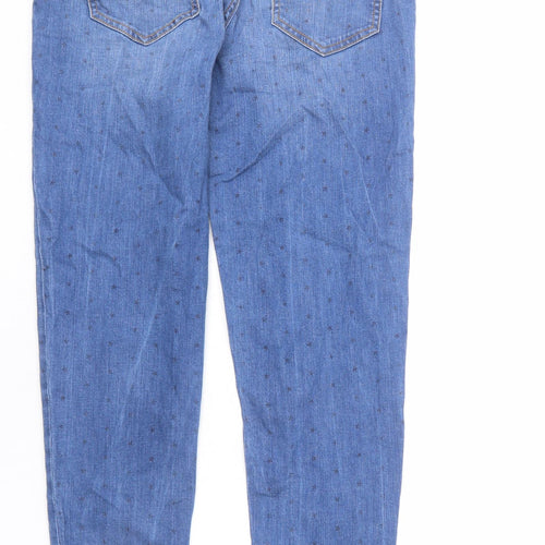 Johnnie B Womens Blue Geometric Cotton Straight Jeans Size 28 in L28 in Regular Zip - Star Print