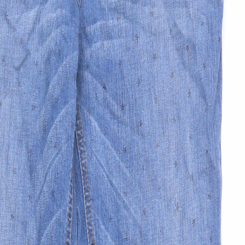 Johnnie B Womens Blue Geometric Cotton Straight Jeans Size 28 in L28 in Regular Zip - Star Print