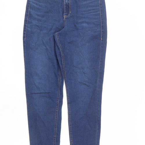 Marks and Spencer Womens Blue Cotton Skinny Jeans Size 10 L26 in Regular Zip - Super Skinny