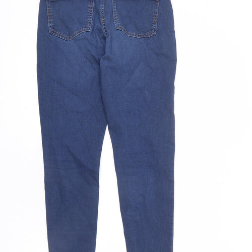 Marks and Spencer Womens Blue Cotton Skinny Jeans Size 10 L26 in Regular Zip - Super Skinny