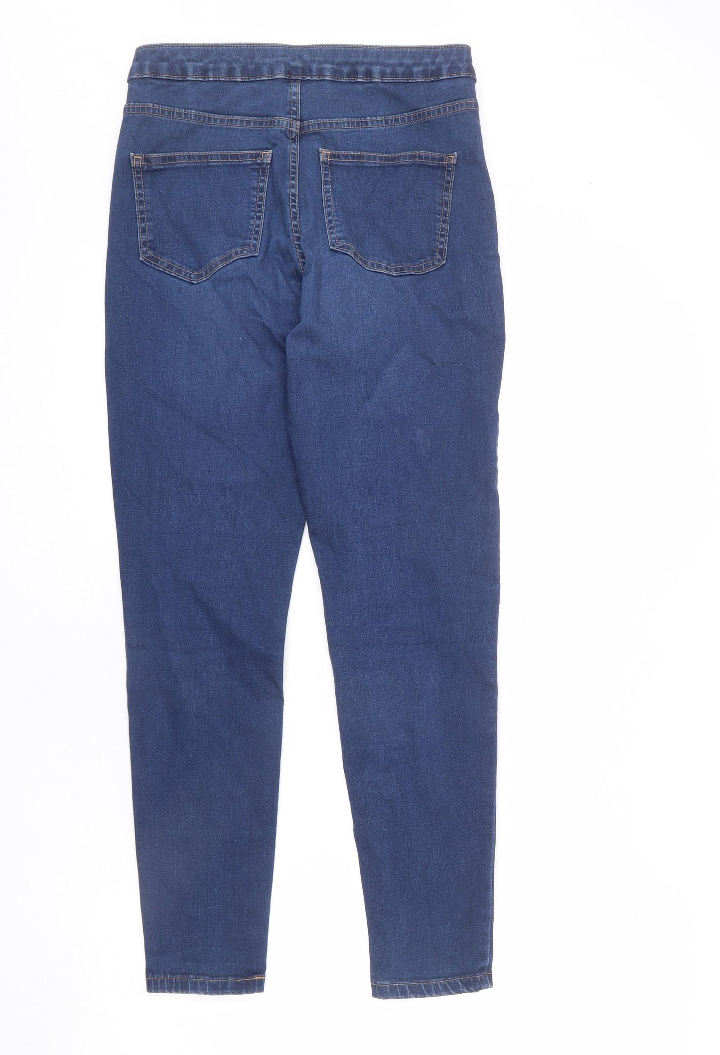 Marks and Spencer Womens Blue Cotton Skinny Jeans Size 10 L26 in Regular Zip - Super Skinny