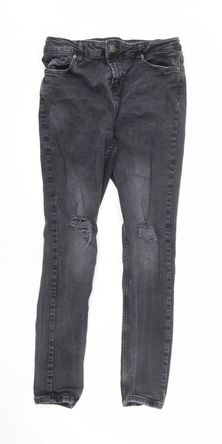 STATUS Mens Grey Cotton Skinny Jeans Size M L29 in Regular Zip
