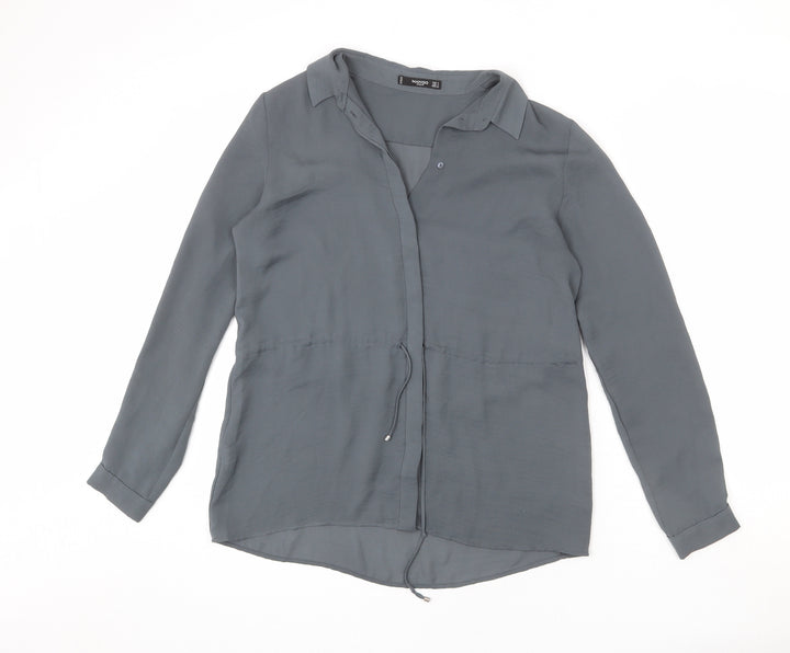 Mango Womens Green Polyester Basic Blouse Size S Collared - Drawstring Waist