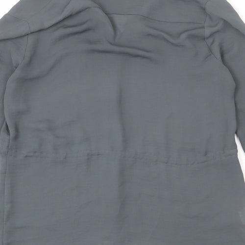 Mango Womens Green Polyester Basic Blouse Size S Collared - Drawstring Waist