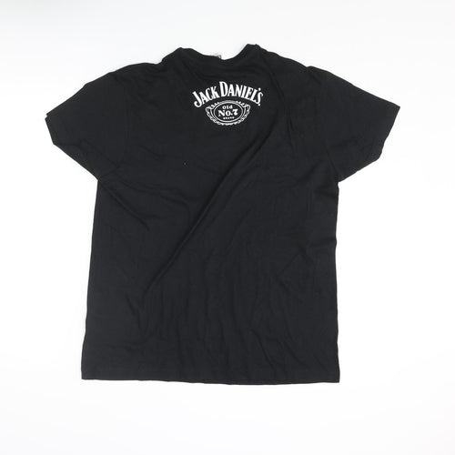 Jack Daniels Womens Black Cotton Basic T-Shirt Size L Crew Neck - Jack Daniels Logo