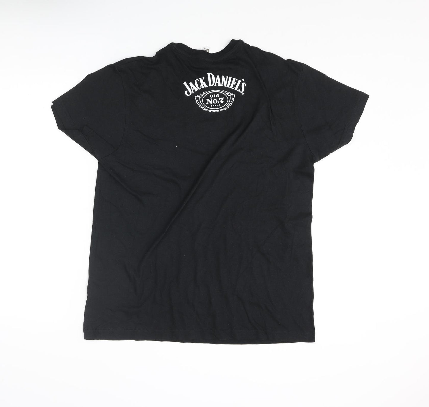 Jack Daniels Womens Black Cotton Basic T-Shirt Size L Crew Neck - Jack Daniels Logo