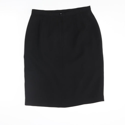 Mackays Womens Black Polyester Straight & Pencil Skirt Size 14 Zip - Open Vent
