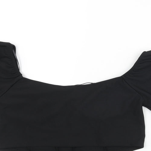 Stradivarius Womens Black Polyester Cropped Blouse Size L Sweetheart