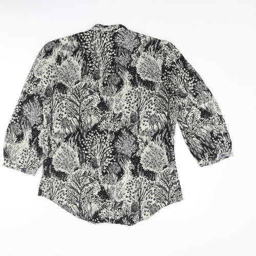 HD in Paris Womens Black Geometric Polyester Basic Blouse Size 10 V-Neck - Forest Owl Frill