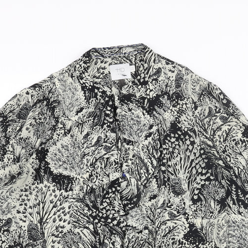 HD in Paris Womens Black Geometric Polyester Basic Blouse Size 10 V-Neck - Forest Owl Frill
